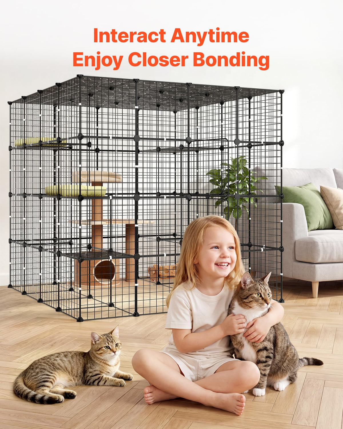 4-Tier Metal Wire Cat Cage with 3 Doors S585289