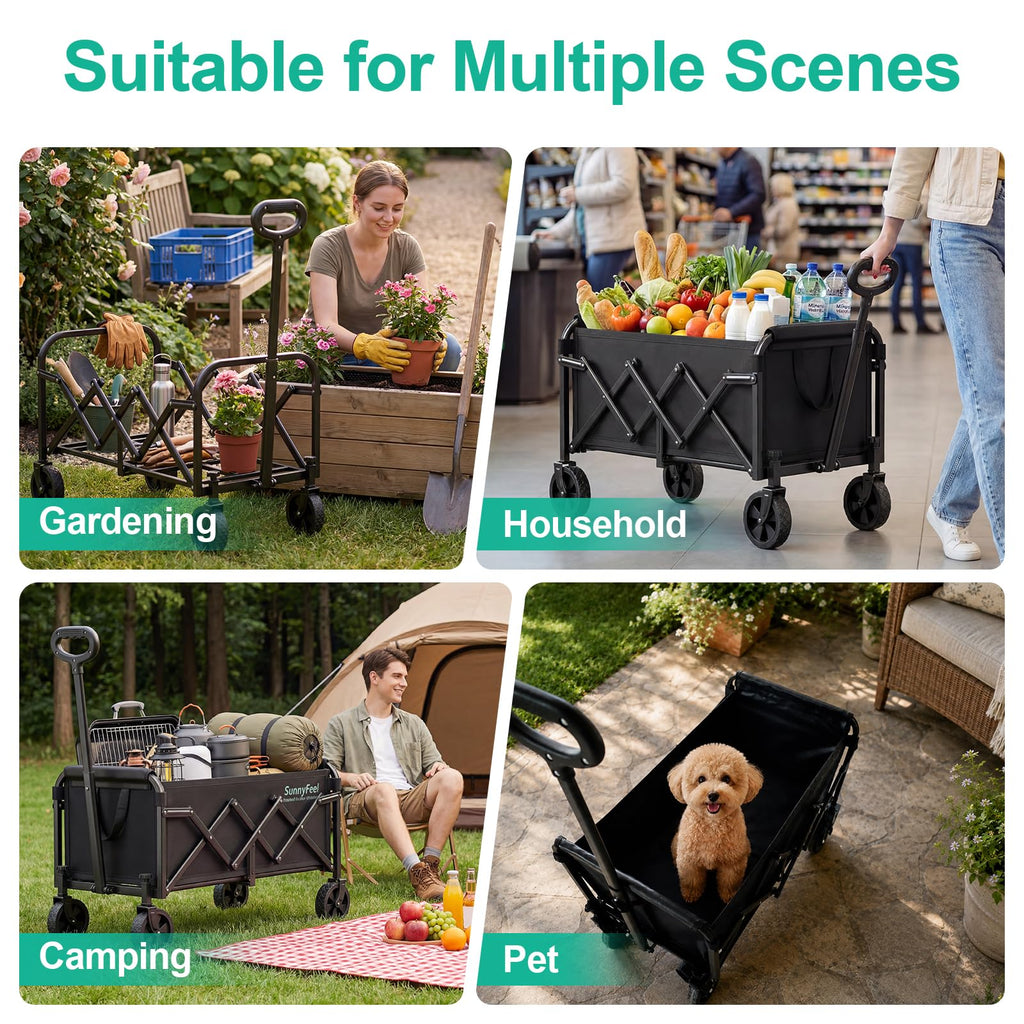 Lightweight Folding Wagon Cart, Black T19748