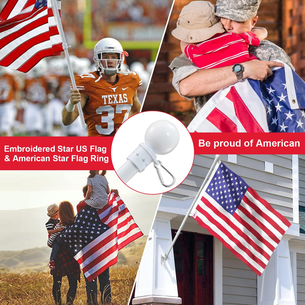 5ft Tangle Free Metal House Flag Pole with 3x5 Embroidered US Flag V1219