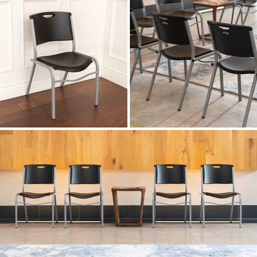 Black Stacking Chair 4 Pack S729