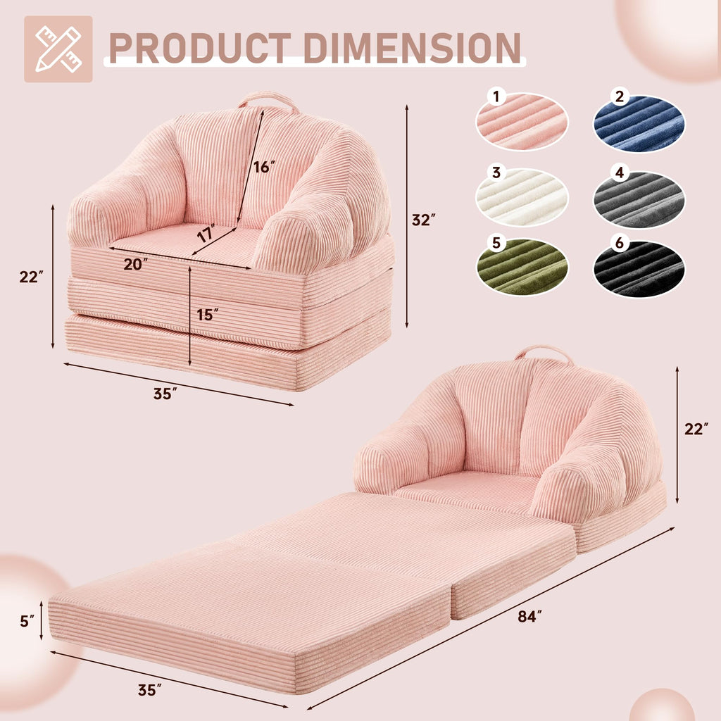 Pink 3-in-1 Convertible Folding Sofa Bed I770046