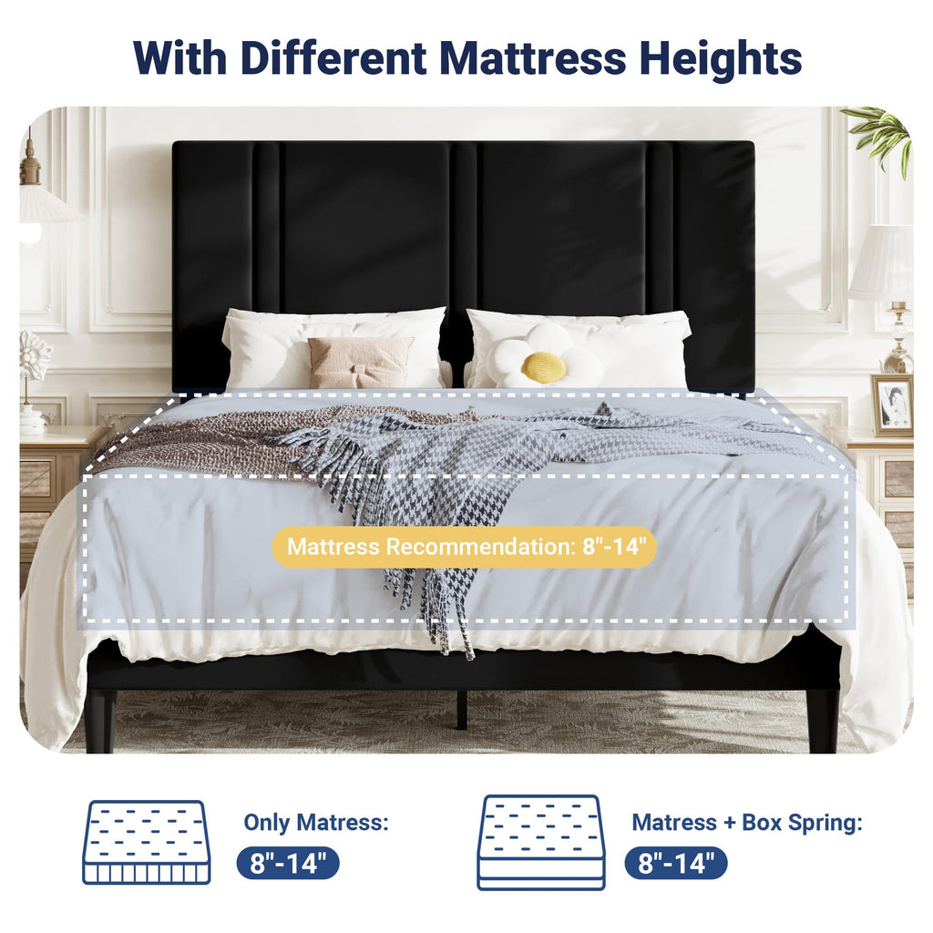 Queen Velvet Upholstered Platform Bed Frame E4827