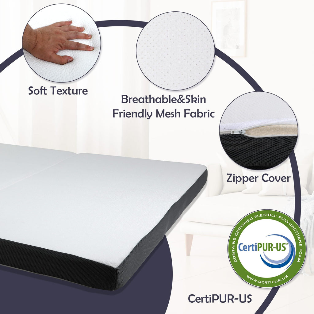 Memory Foam Folding Mattress Full 3 Inch Trifold with Washable Cover G779