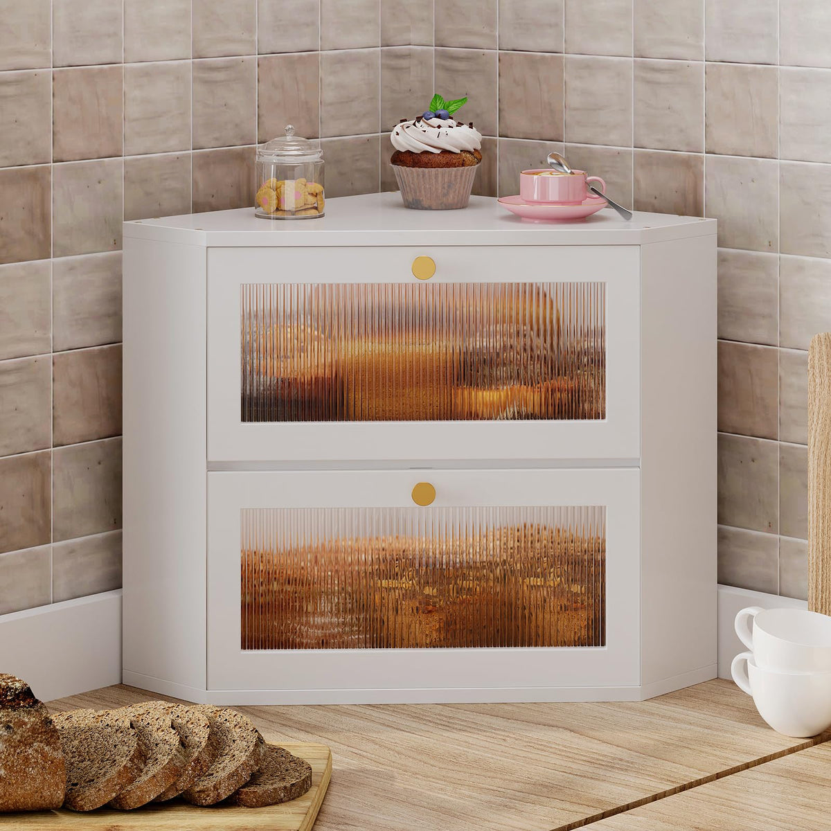 Bamboo Bread Box with Transparent Door J2120