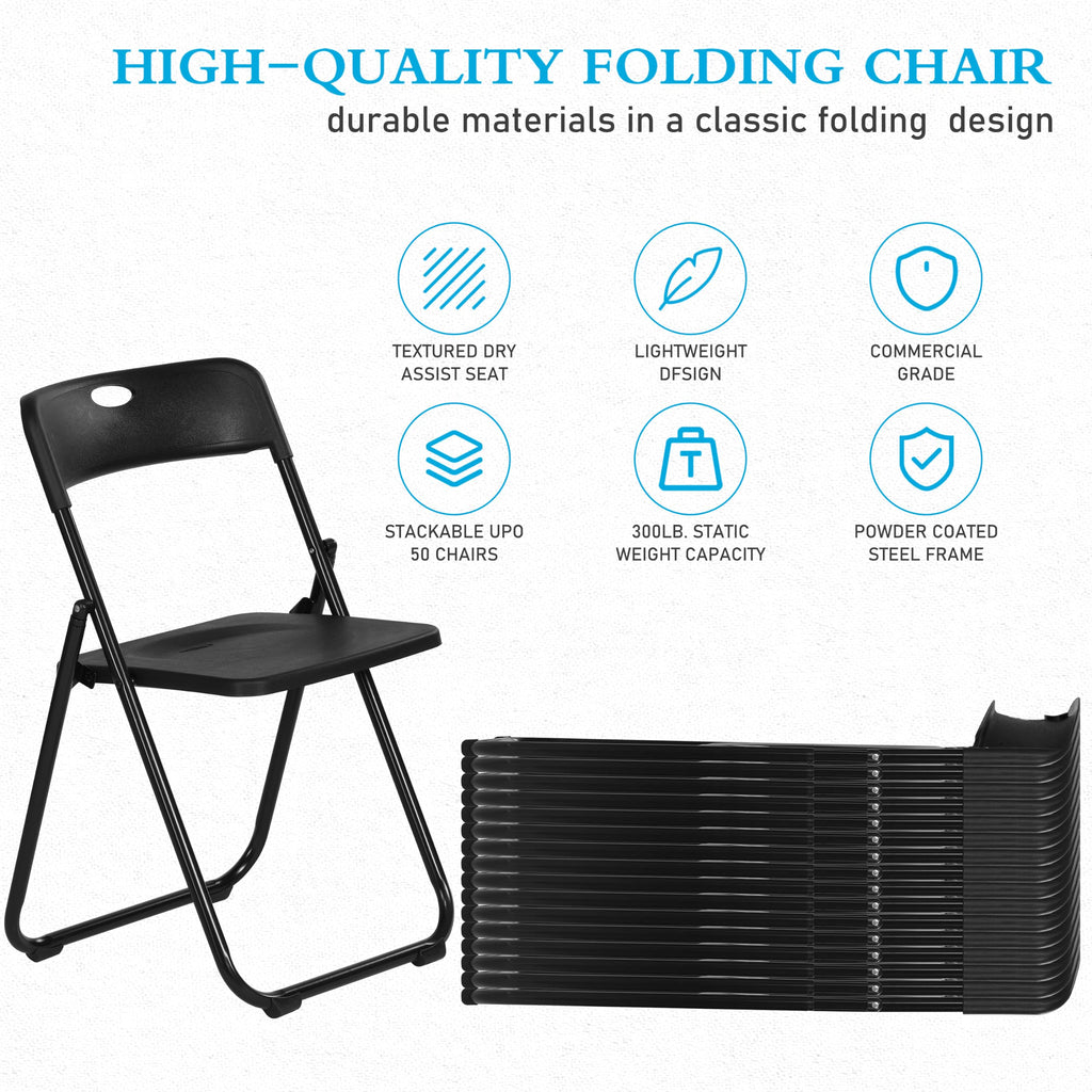 10 Pack Black Plastic Folding Chairs L554