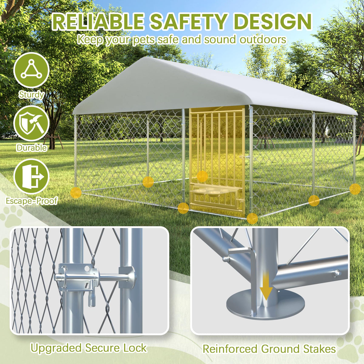 10FT x 10FT Outdoor Dog Kennel with Roof B554654