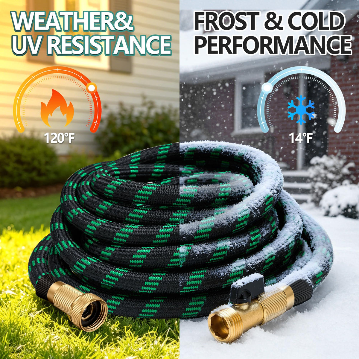 100 ft Lightweight Flexible Garden Hose with 10-Function Nozzle C245730
