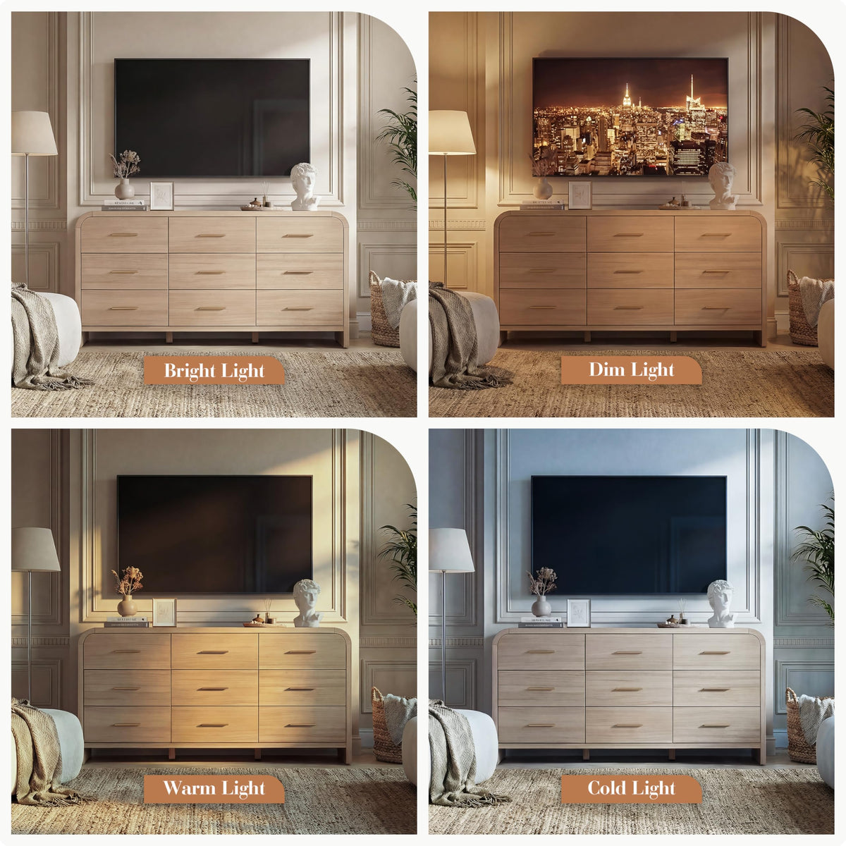 Gray Oak 9 Drawer Dresser C868645