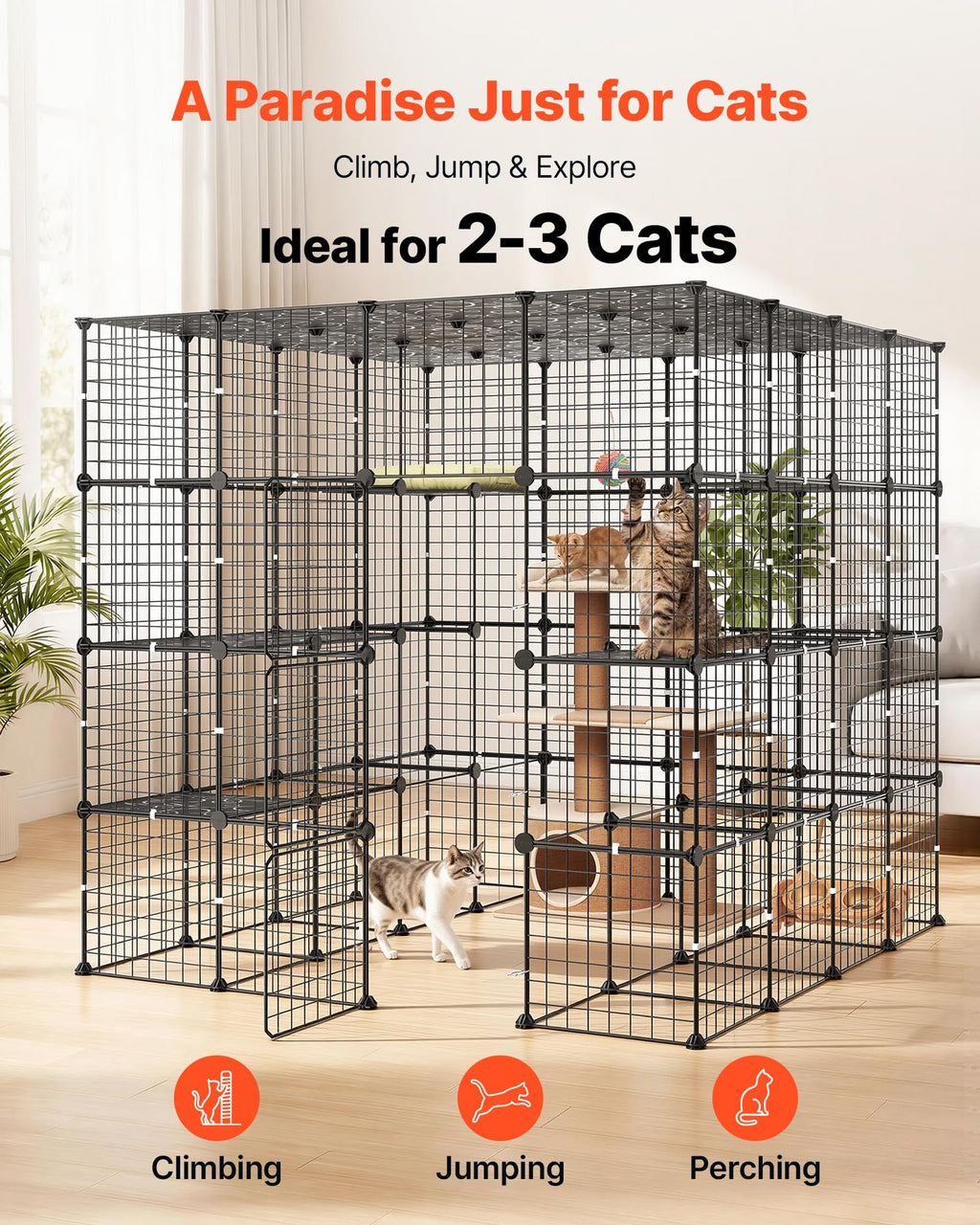 4-Tier Metal Wire Cat Cage with 3 Doors S585289