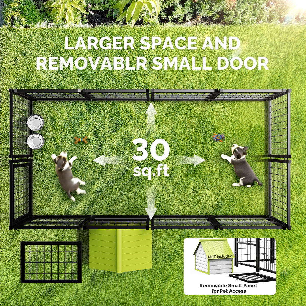 8x4x6FT Outdoor Dog Kennel with Doggy Door D499085