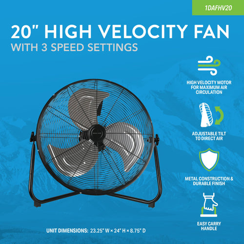 20 Inch 3 Speed High Velocity Floor Fan S603679