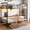 Metal LED Bunk Bed Twin Over Twin with 2 Storage Drawers Q832745