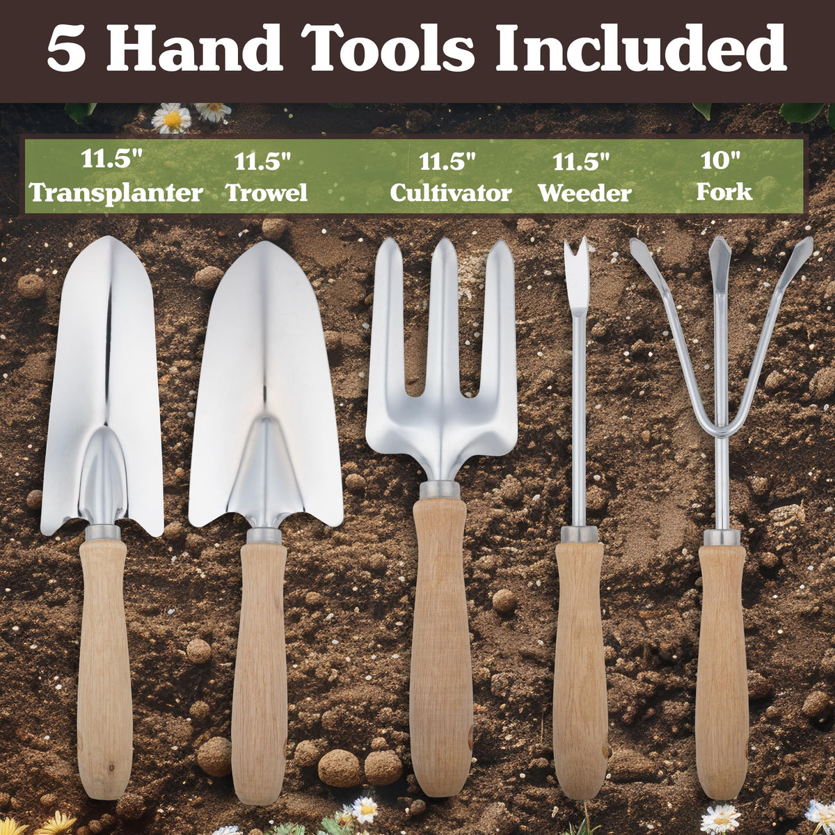 Folding Garden Stool with Tool Bag and 5 Garden Tools I384626