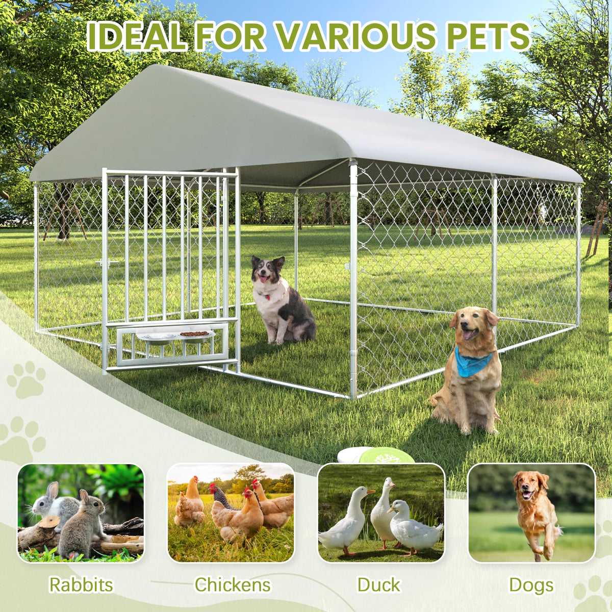 10FT x 10FT Outdoor Dog Kennel with Roof B554654
