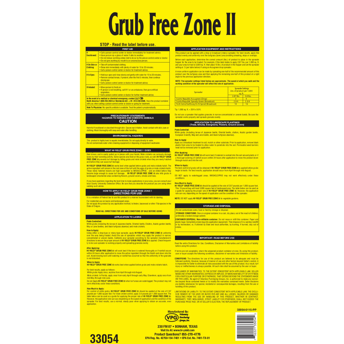 15 lbs. Grub Free Zone II C740187