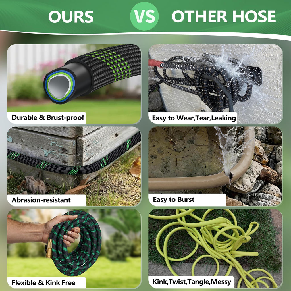 100 ft Lightweight Flexible Garden Hose with 10-Function Nozzle C245730
